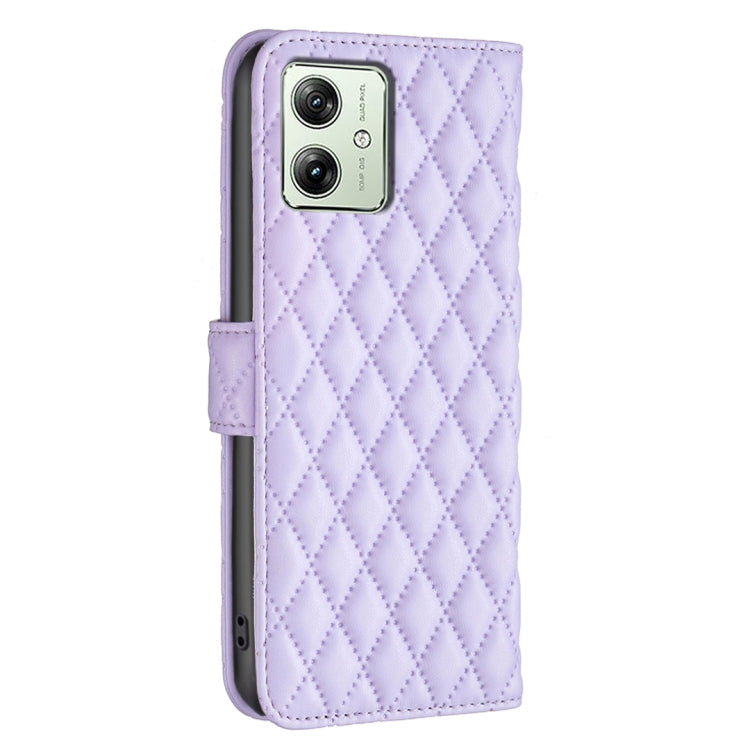 For Motorola Moto G54 5G EU Edition Diamond Lattice Wallet Flip Leather Phone Case(Purple) - Motorola Cases by PMC Jewellery | Online Shopping South Africa | PMC Jewellery | Buy Now Pay Later Mobicred