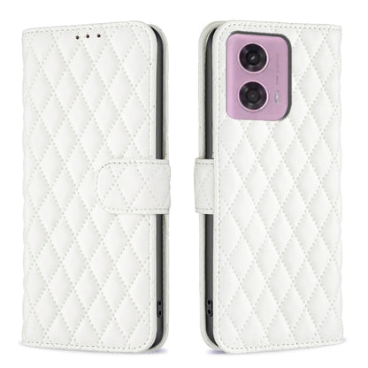 For Motorola Moto G34 5G Diamond Lattice Wallet Flip Leather Phone Case(White) - Motorola Cases by PMC Jewellery | Online Shopping South Africa | PMC Jewellery | Buy Now Pay Later Mobicred