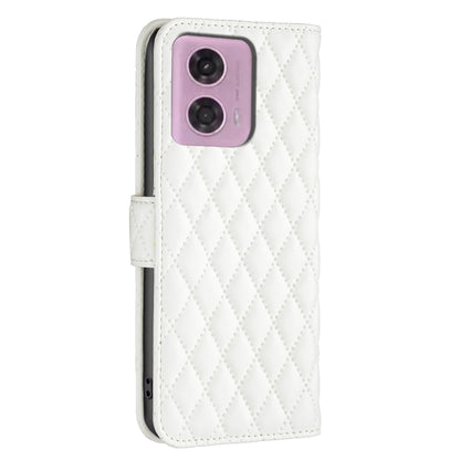 For Motorola Moto G34 5G Diamond Lattice Wallet Flip Leather Phone Case(White) - Motorola Cases by PMC Jewellery | Online Shopping South Africa | PMC Jewellery | Buy Now Pay Later Mobicred