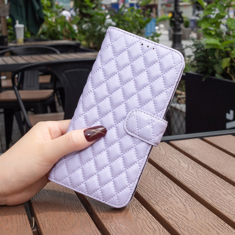 For Motorola Moto G34 5G Diamond Lattice Wallet Flip Leather Phone Case(Purple) - Motorola Cases by PMC Jewellery | Online Shopping South Africa | PMC Jewellery | Buy Now Pay Later Mobicred