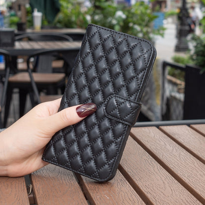 For Motorola Moto G24 Diamond Lattice Wallet Flip Leather Phone Case(Black) - Motorola Cases by PMC Jewellery | Online Shopping South Africa | PMC Jewellery | Buy Now Pay Later Mobicred