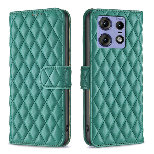 For Motorola Edge 50 Pro 5G Diamond Lattice Wallet Flip Leather Phone Case(Green) - Motorola Cases by PMC Jewellery | Online Shopping South Africa | PMC Jewellery | Buy Now Pay Later Mobicred