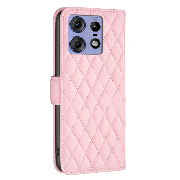 For Motorola Edge 50 Pro 5G Diamond Lattice Wallet Flip Leather Phone Case(Pink) - Motorola Cases by PMC Jewellery | Online Shopping South Africa | PMC Jewellery | Buy Now Pay Later Mobicred