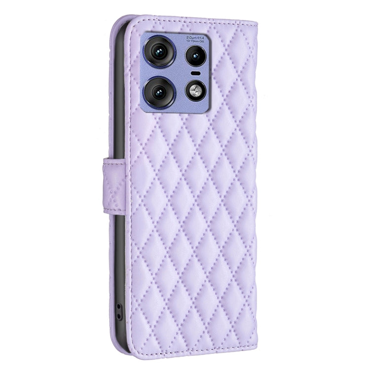 For Motorola Edge 50 Pro 5G Diamond Lattice Wallet Flip Leather Phone Case(Purple) - Motorola Cases by PMC Jewellery | Online Shopping South Africa | PMC Jewellery | Buy Now Pay Later Mobicred