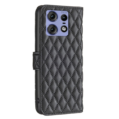 For Motorola Edge 50 Pro 5G Diamond Lattice Wallet Flip Leather Phone Case(Black) - Motorola Cases by PMC Jewellery | Online Shopping South Africa | PMC Jewellery | Buy Now Pay Later Mobicred