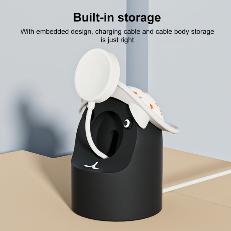 For Apple Watch Series Hat Bear Shaped Silicone Charging Base(Black) - Charger / Holder by PMC TechLife | Online Shopping South Africa | PMC TechLife | Buy Now Pay Later Mobicred