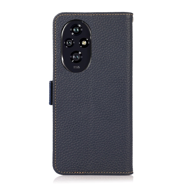 For Honor 200 KHAZNEH Side-Magnetic Litchi Genuine Leather RFID Phone Case(Blue) - Honor Cases by PMC TechLife | Online Shopping South Africa | PMC TechLife | Buy Now Pay Later Mobicred