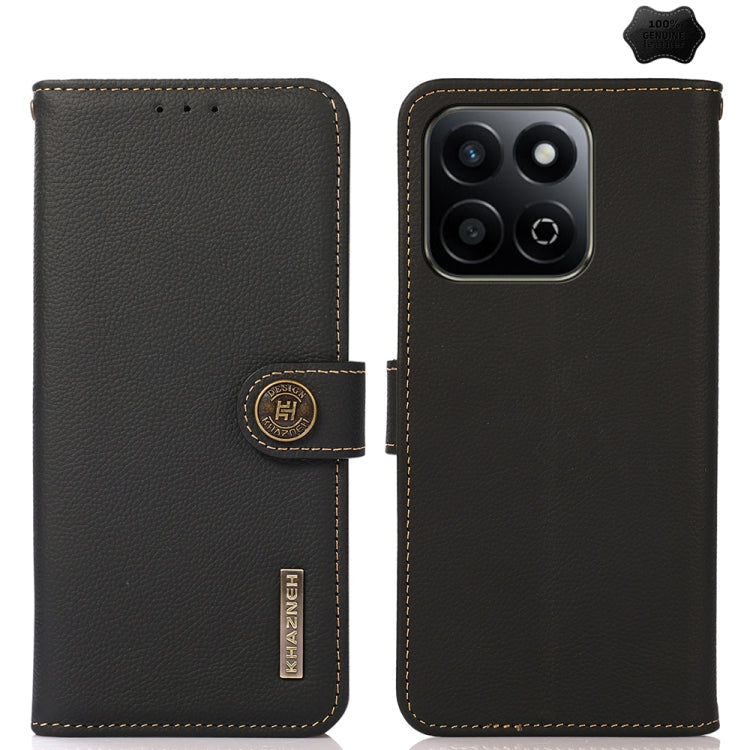 For Honor Play 60 Plus / 200 Smart KHAZNEH Custer Genuine Leather RFID Phone Case(Black) - Honor Cases by PMC TechLife | Online Shopping South Africa | PMC TechLife | Buy Now Pay Later Mobicred