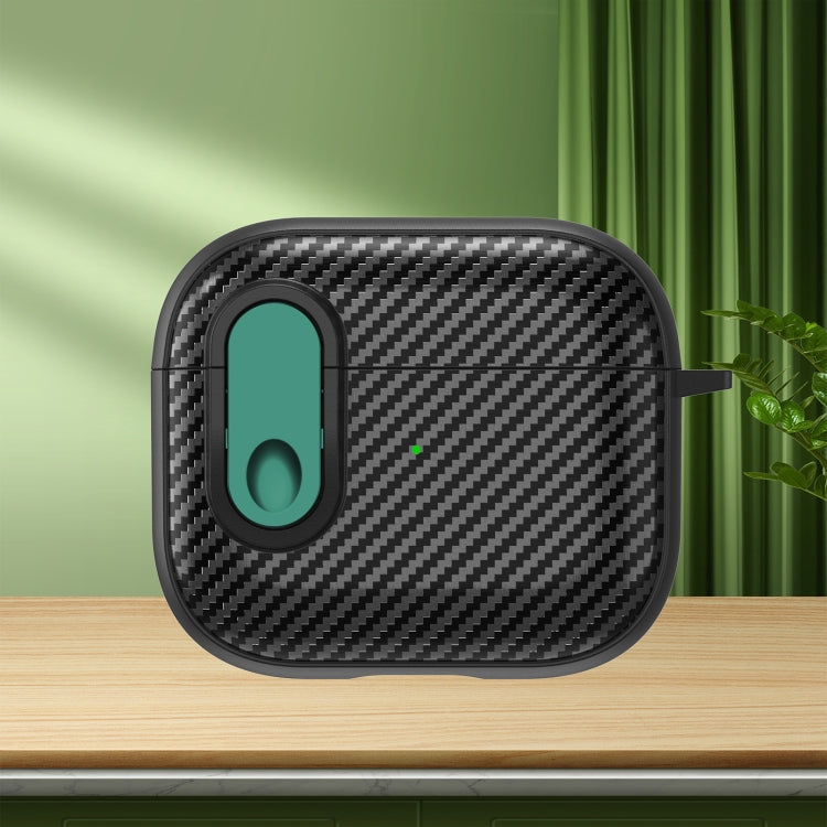 For AirPods 3 Carbon Fiber Texture Wireless Earphones Case with Security Lock(Dark Green) - For AirPods 3 by PMC Jewellery | Online Shopping South Africa | PMC Jewellery | Buy Now Pay Later Mobicred