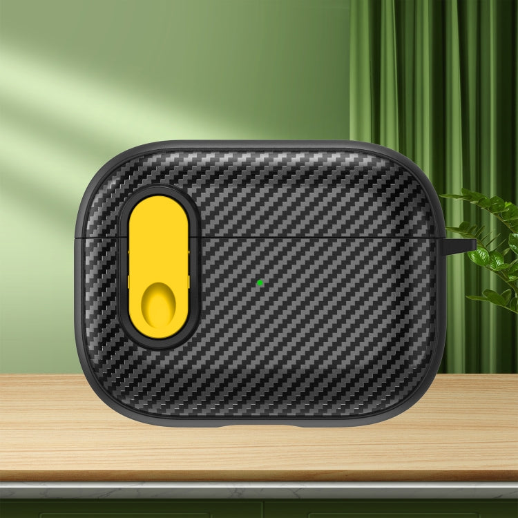 For AirPods Pro Carbon Fiber Texture Wireless Earphones Case with Security Lock(Yellow) - For AirPods Pro by PMC Jewellery | Online Shopping South Africa | PMC Jewellery | Buy Now Pay Later Mobicred