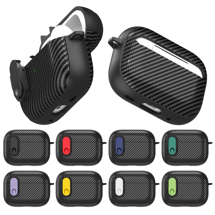 For AirPods 3 Carbon Fiber Texture Wireless Earphones Case with Security Lock(Blue) - For AirPods 3 by PMC Jewellery | Online Shopping South Africa | PMC Jewellery | Buy Now Pay Later Mobicred