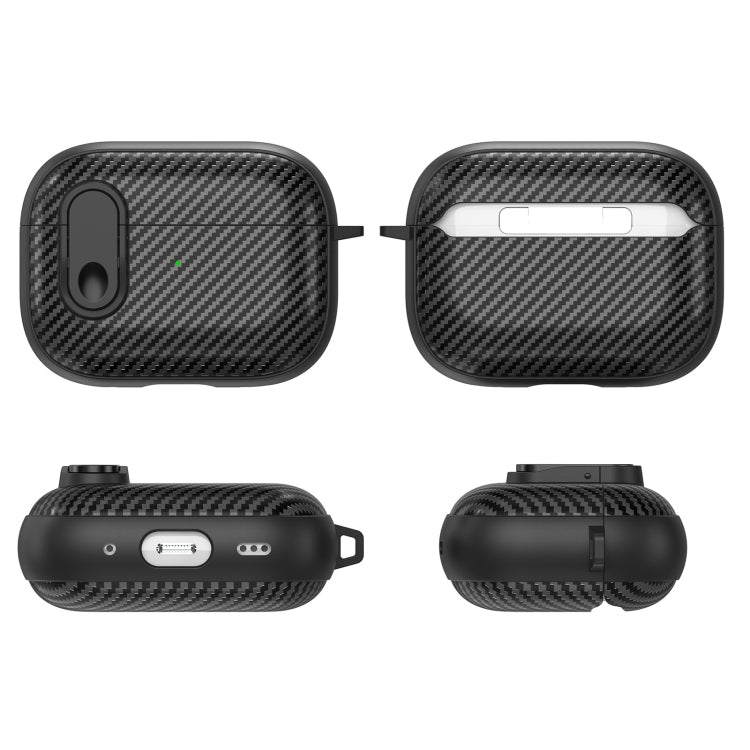 For AirPods Pro 2 Carbon Fiber Texture Wireless Earphones Case with Security Lock(Yellow) - For AirPods Pro 2 by PMC Jewellery | Online Shopping South Africa | PMC Jewellery | Buy Now Pay Later Mobicred