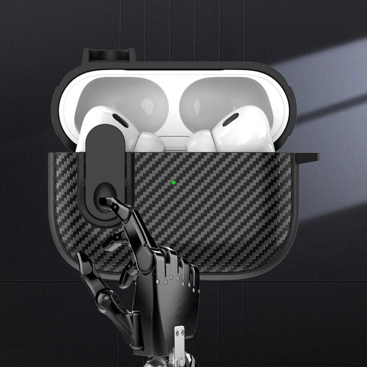 For AirPods Pro 2 Carbon Fiber Texture Wireless Earphones Case with Security Lock(Blue) - For AirPods Pro 2 by PMC Jewellery | Online Shopping South Africa | PMC Jewellery | Buy Now Pay Later Mobicred