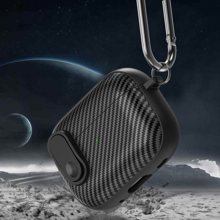 For AirPods 3 Carbon Fiber Texture Wireless Earphones Case with Security Lock(Black) - For AirPods 3 by PMC Jewellery | Online Shopping South Africa | PMC Jewellery | Buy Now Pay Later Mobicred