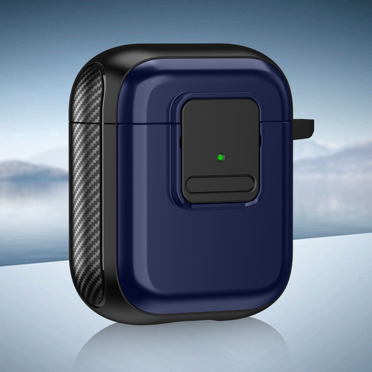 For AirPods 2 / 1 TPU + PC Wireless Earphones Case with Magnetic Switch(Blue) - For AirPods 1/2 by PMC Jewellery | Online Shopping South Africa | PMC Jewellery | Buy Now Pay Later Mobicred
