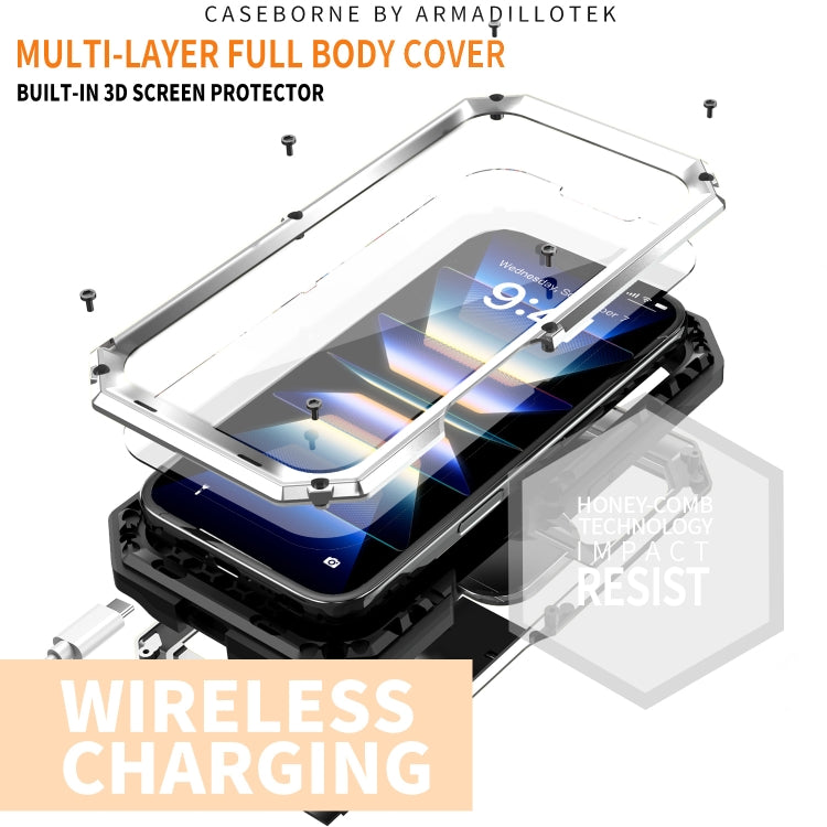 For iPhone 16 R-JUST Sliding Camera IP54 Life Water-resistant Holder Phone Case(Silver) - iPhone 16 Cases by R-JUST | Online Shopping South Africa | PMC Jewellery | Buy Now Pay Later Mobicred