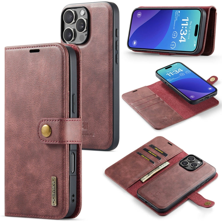 For iPhone 16 Pro DG.MING Crazy Horse Texture Detachable Magnetic Leather Phone Case(Red) - free shipping - PMC Jewellery - Order now!