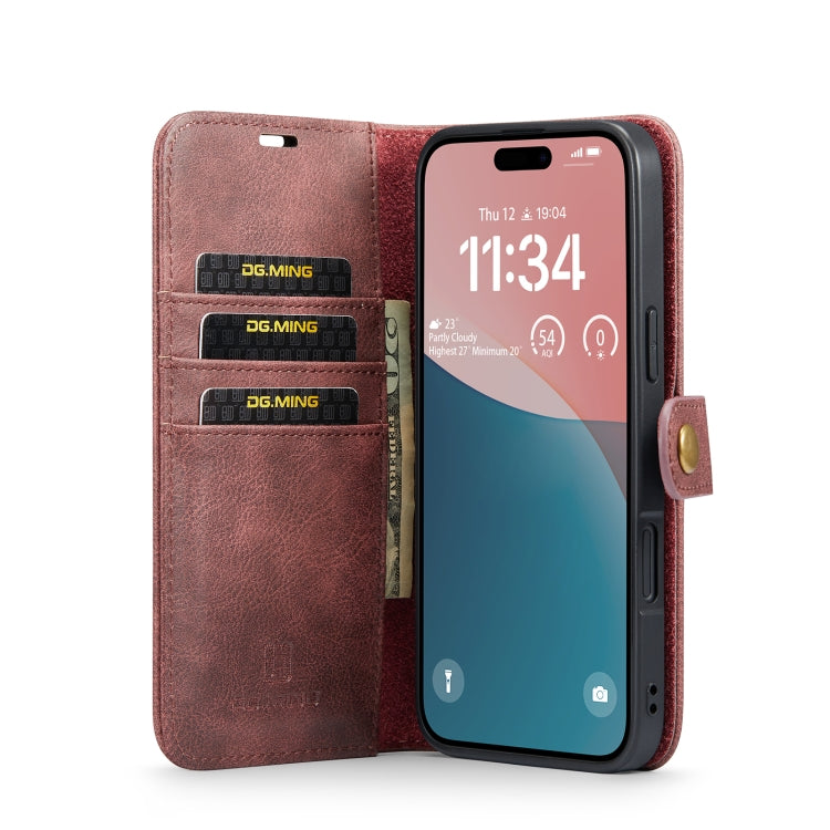 For iPhone 16 DG.MING Crazy Horse Texture Detachable Magnetic Leather Phone Case(Red) - free shipping - PMC Jewellery - Order now!