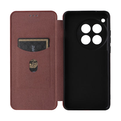 For OnePlus 12 Carbon Fiber Texture Flip Leather Phone Case(Brown) - OnePlus Cases by PMC Jewellery | Online Shopping South Africa | PMC Jewellery