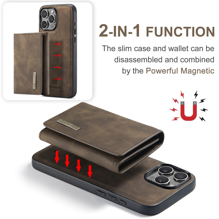 For iPhone 16 Pro Max DG.MING M1 Series 3-Fold Multi Card Wallet Leather Phone Case(Coffee) - iPhone 16 Pro Max Cases by DG.MING | Online Shopping South Africa | PMC Jewellery | Buy Now Pay Later Mobicred