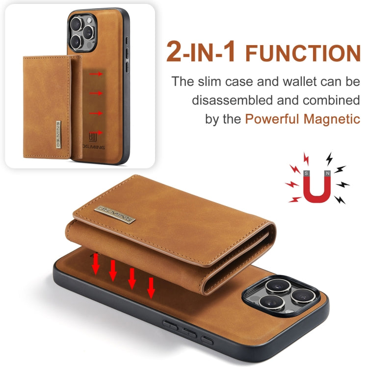 For iPhone 16 Pro DG.MING M1 Series 3-Fold Multi Card Wallet Leather Phone Case(Brown) - iPhone 16 Pro Cases by DG.MING | Online Shopping South Africa | PMC Jewellery | Buy Now Pay Later Mobicred