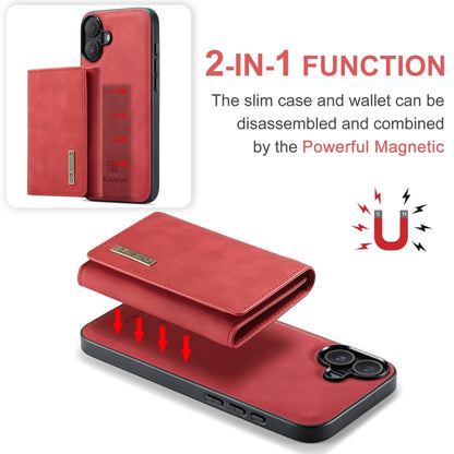 For iPhone 16 DG.MING M1 Series 3-Fold Multi Card Wallet Leather Phone Case(Red) - iPhone 16 Cases by DG.MING | Online Shopping South Africa | PMC Jewellery | Buy Now Pay Later Mobicred