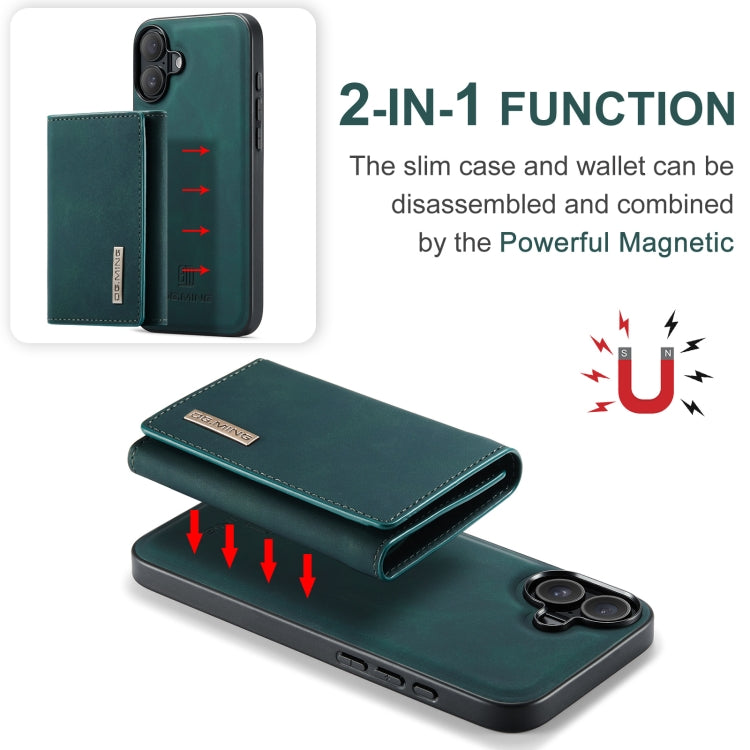 For iPhone 16 DG.MING M1 Series 3-Fold Multi Card Wallet Leather Phone Case(Green) - iPhone 16 Cases by DG.MING | Online Shopping South Africa | PMC Jewellery | Buy Now Pay Later Mobicred