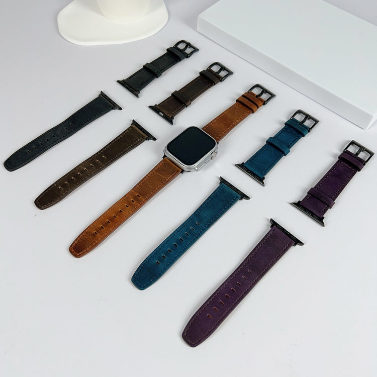 For Apple Watch Ultra 49mm Retro Texture Leather Watch Band(Blue) - Watch Bands by PMC TechLife | Online Shopping South Africa | PMC TechLife | Buy Now Pay Later Mobicred