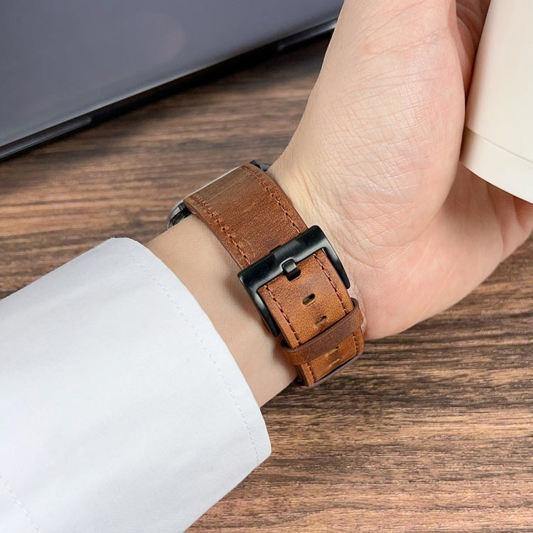 For Apple Watch Ultra 49mm Retro Texture Leather Watch Band(Coffee Color) - Watch Bands by PMC TechLife | Online Shopping South Africa | PMC TechLife | Buy Now Pay Later Mobicred