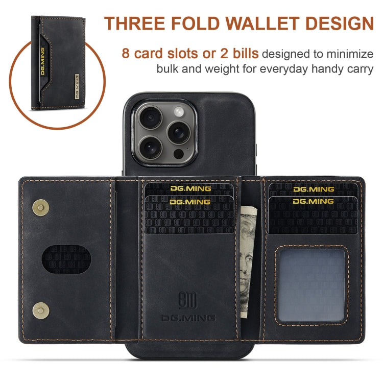 For iPhone 16 Pro Max DG.MING M2 Series 3-Fold Card Bag Wallet Leather Phone Case(Black) - iPhone 16 Pro Max Cases by DG.MING | Online Shopping South Africa | PMC Jewellery | Buy Now Pay Later Mobicred