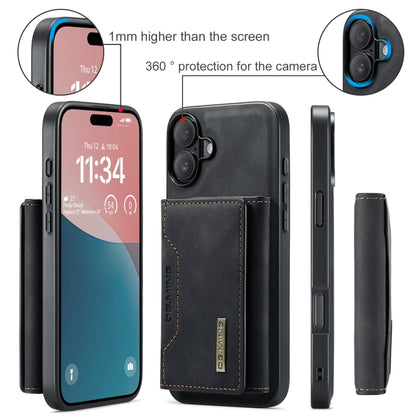 For iPhone 16 DG.MING M2 Series 3-Fold Card Bag Wallet Leather Phone Case(Black) - iPhone 16 Cases by DG.MING | Online Shopping South Africa | PMC Jewellery | Buy Now Pay Later Mobicred