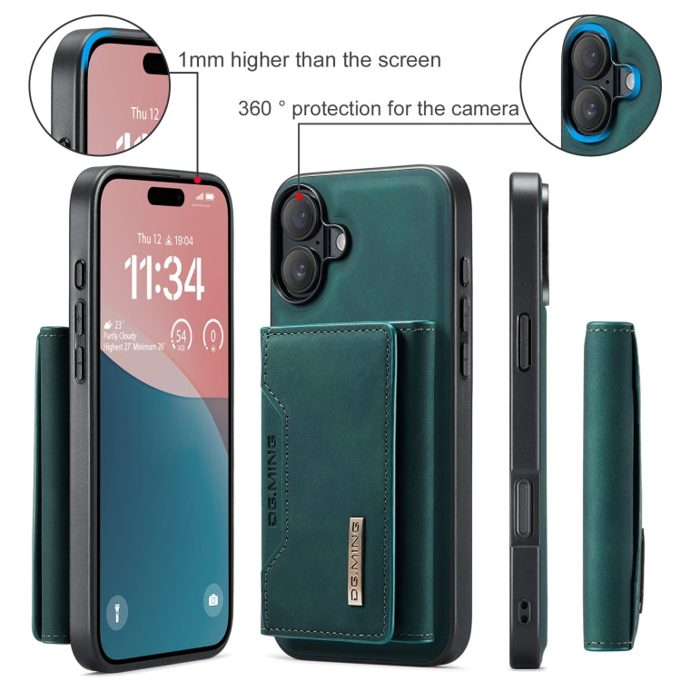 For iPhone 16 DG.MING M2 Series 3-Fold Card Bag Wallet Leather Phone Case(Green) - iPhone 16 Cases by DG.MING | Online Shopping South Africa | PMC Jewellery | Buy Now Pay Later Mobicred