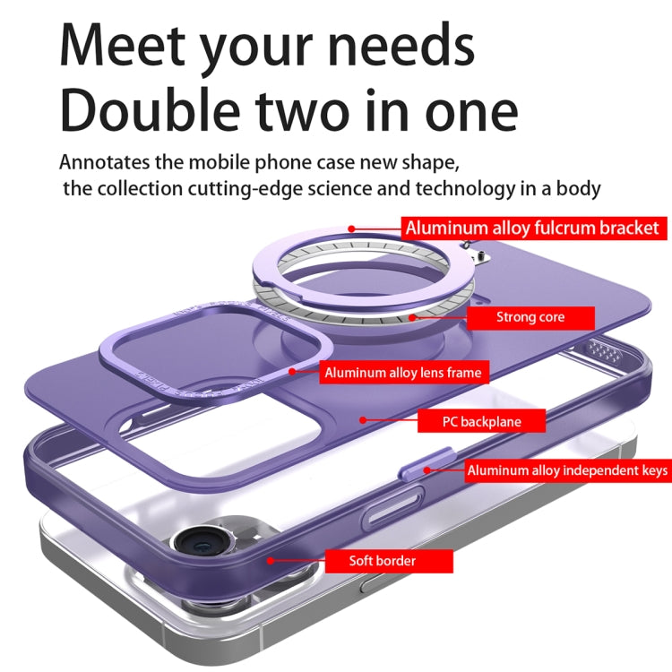 For iPhone 15 Pro Max MagSafe Metal Holder Frosted Translucent Phone Case(Dark Purple) - iPhone 15 Pro Max Cases by PMC TechLife | Online Shopping South Africa | PMC TechLife