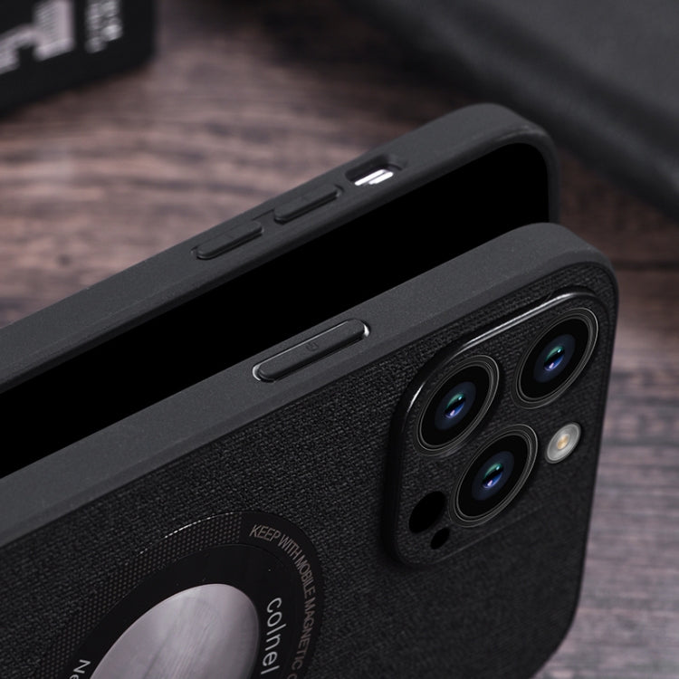 For iPhone 15 Pro Cloth Texture MagSafe Magnetic PU Phone Case(Light Green) - iPhone 15 Pro Cases by PMC TechLife | Online Shopping South Africa | PMC TechLife
