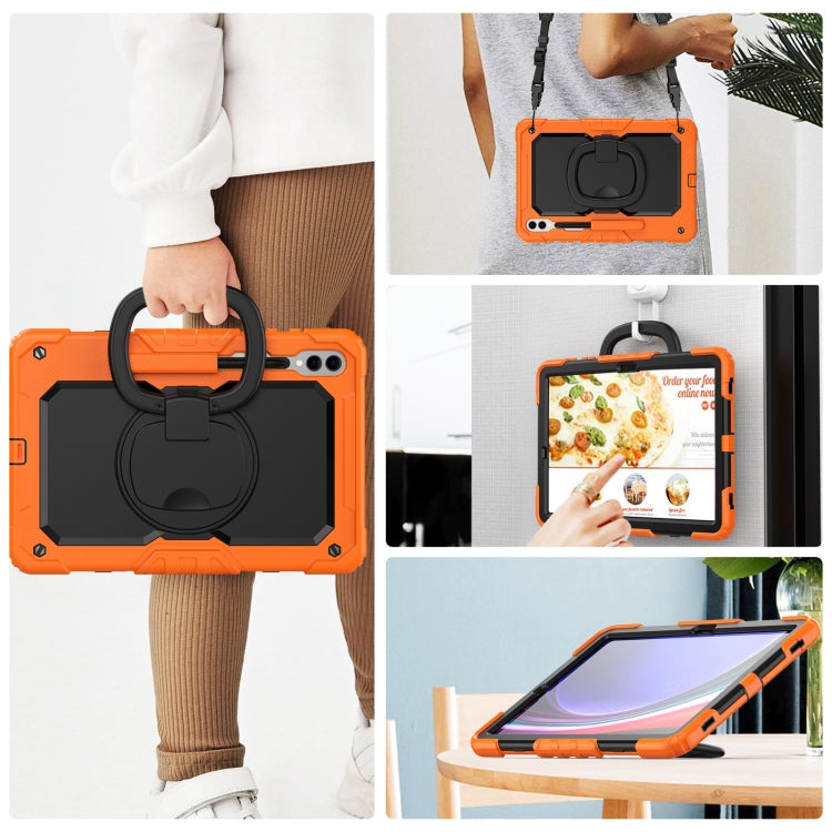 For Samsung Galaxy Tab S9+ / S10+ D Type Silicone Hybrid PC Tablet Case with Handle Holder(Orange) - free shipping - PMC Jewellery - Order now!