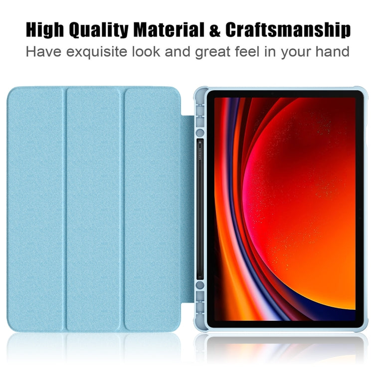 For Samsung Galaxy Tab S9 Acrylic 3-folding Smart Leather Tablet Case(Sky Blue) - free shipping - PMC Jewellery - Order now!