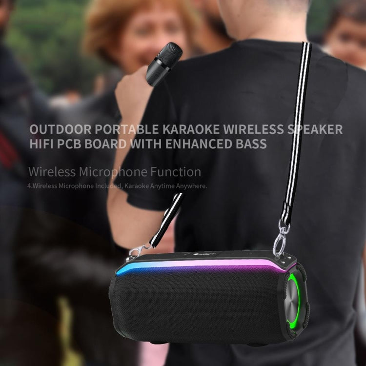 New RiXing NR8809 20W Outdoor Portable TWS Smart Wireless Bluetooth Speaker, Style:Dual Mic(Black) - free shipping - PMC Jewellery - Order now!