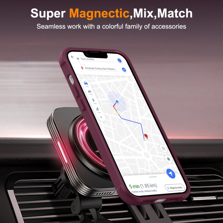 For iPhone 14 Plus MagSafe Magnetic Rotating Holder Phone Case(Wine Red) - iPhone 14 Plus Cases by PMC Jewellery | Online Shopping South Africa | PMC Jewellery