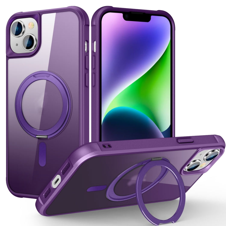 For iPhone 14 Plus MagSafe Magnetic Rotating Holder Phone Case(Purple) - iPhone 14 Plus Cases by PMC Jewellery | Online Shopping South Africa | PMC Jewellery