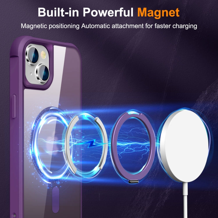 For iPhone 14 Plus MagSafe Magnetic Rotating Holder Phone Case(Purple) - iPhone 14 Plus Cases by PMC Jewellery | Online Shopping South Africa | PMC Jewellery