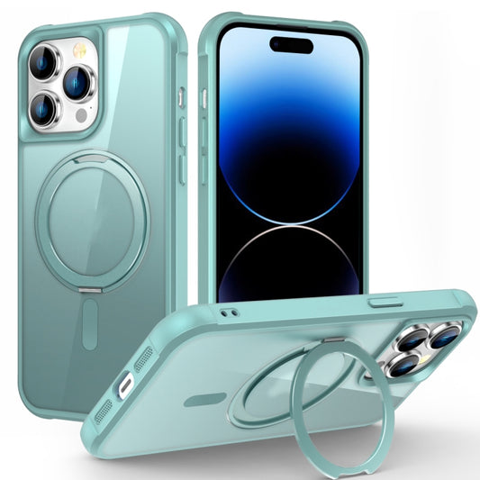 For iPhone 14 Pro MagSafe Magnetic Rotating Holder Phone Case(Lake Blue) - iPhone 14 Pro Cases by PMC Jewellery | Online Shopping South Africa | PMC Jewellery