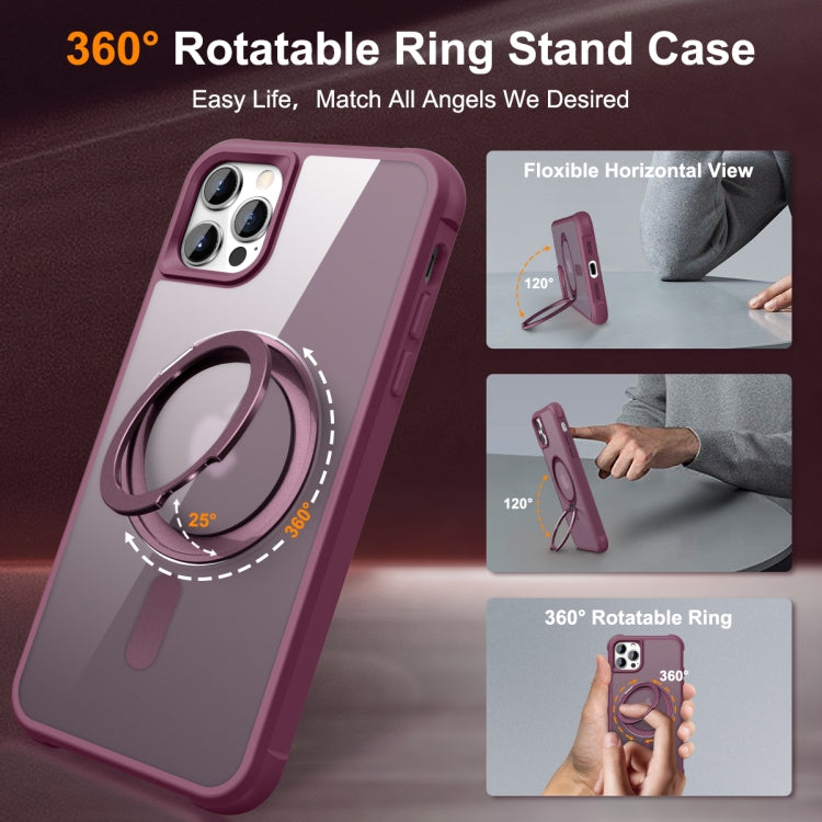 For iPhone 13 Pro Max / 12 Pro Max MagSafe Magnetic Rotating Holder Phone Case(Wine Red) - iPhone 13 Pro Max Cases by PMC TechLife | Online Shopping South Africa | PMC TechLife