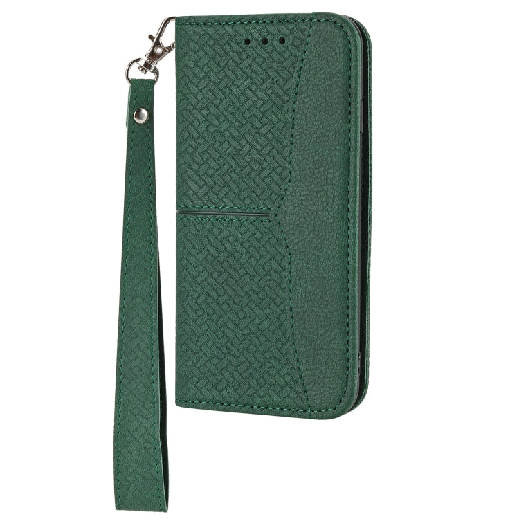 For iPhone 16 Pro Max Woven Texture Stitching Magnetic Leather Phone Case(Green) - iPhone 16 Pro Max Cases by PMC TechLife | Online Shopping South Africa | PMC TechLife | Buy Now Pay Later Mobicred
