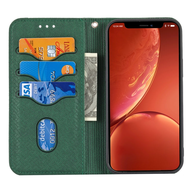 For iPhone 16 Pro Max Woven Texture Stitching Magnetic Leather Phone Case(Green) - iPhone 16 Pro Max Cases by PMC TechLife | Online Shopping South Africa | PMC TechLife | Buy Now Pay Later Mobicred