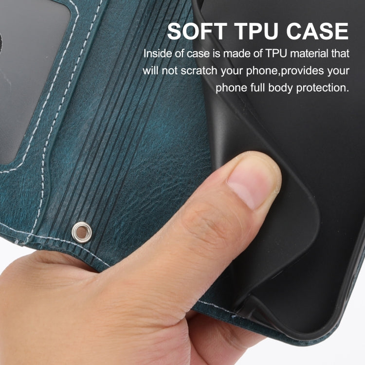 For iPhone 16e Oil Skin Zipper Wallet Leather Phone Case(Blue) - iPhone 16e Cases by PMC TechLife | Online Shopping South Africa | PMC TechLife | Buy Now Pay Later Mobicred