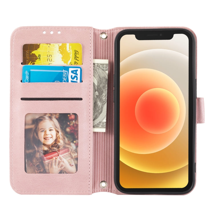 For iPhone 16 Pro Max Embossed Stripes Skin Feel Leather Phone Case(Pink) - iPhone 16 Pro Max Cases by PMC TechLife | Online Shopping South Africa | PMC TechLife | Buy Now Pay Later Mobicred