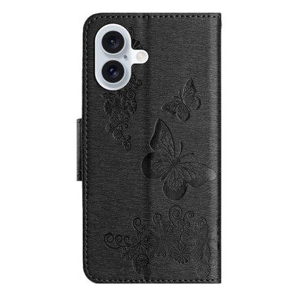 For iPhone 16 Butterfly Embossed Flip Leather Phone Case(Black) - iPhone 16 Cases by PMC Jewellery | Online Shopping South Africa | PMC Jewellery | Buy Now Pay Later Mobicred