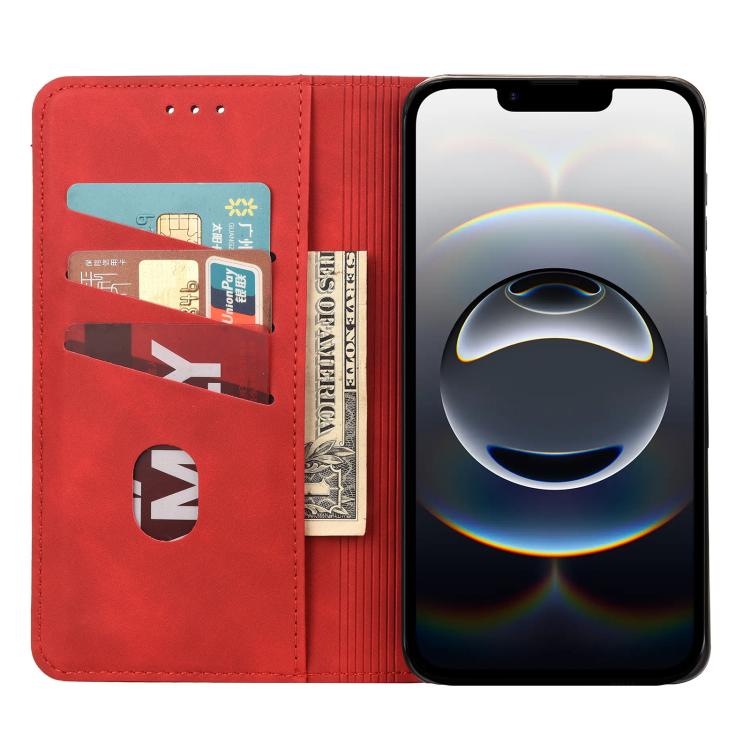 For iPhone 16e Skin Feel Splicing Leather Phone Case(Red) - iPhone 16e Cases by PMC TechLife | Online Shopping South Africa | PMC TechLife | Buy Now Pay Later Mobicred
