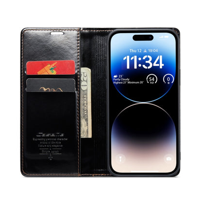 For iPhone 15 Pro CaseMe 003 Crazy Horse Texture Leather Phone Case(Black) - iPhone 15 Pro Cases by CaseMe | Online Shopping South Africa | PMC Jewellery | Buy Now Pay Later Mobicred