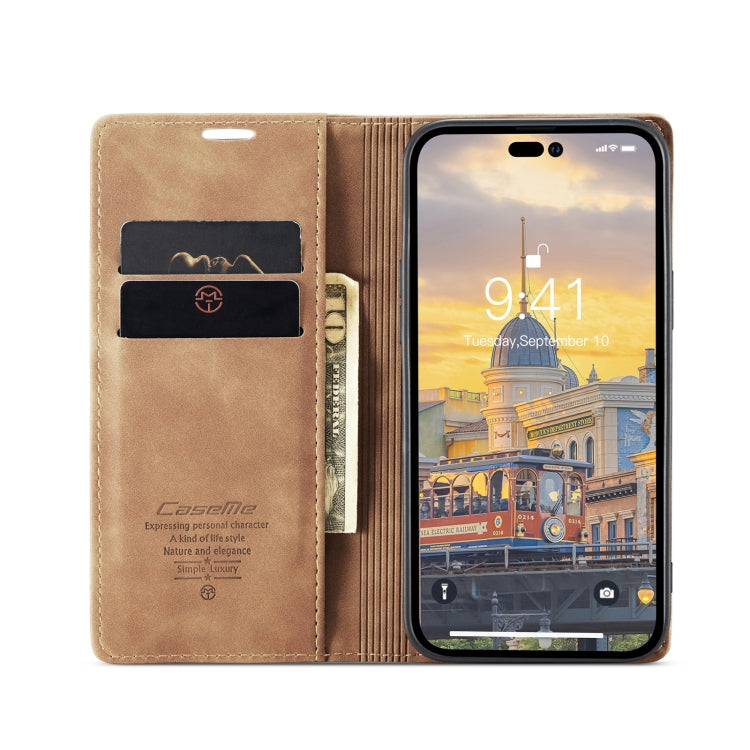 For iPhone 15 Pro Max CaseMe 013 Multifunctional Horizontal Flip Leather Phone Case(Brown) - iPhone 15 Pro Max Cases by CaseMe | Online Shopping South Africa | PMC Jewellery | Buy Now Pay Later Mobicred